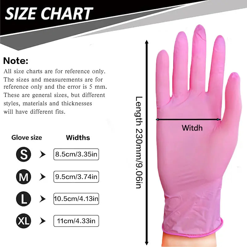 20/50/100Pcs Durable Rose Red Nitrile Dishwashing Gloves, Non-Medical Grade, Latex-Free, Suitable for Permanent Makeup, Nail and Hair Services, Painting, Odor-Free Household Bathroom Cleaning Gloves, Multi Purpose Glove