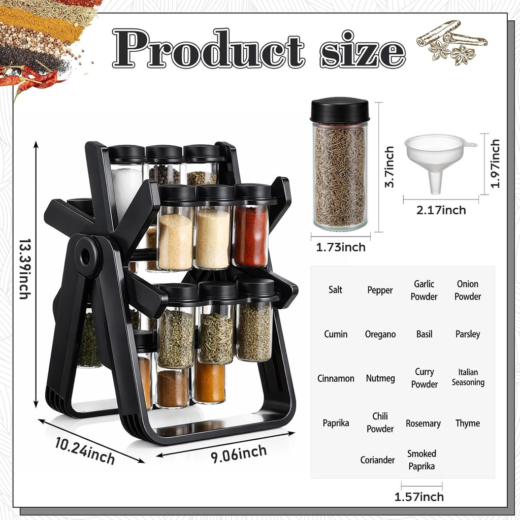 Ferris Wheel Rotating Spice Rack – Modern 18-Jar Revolving Seasoning Organizer Set