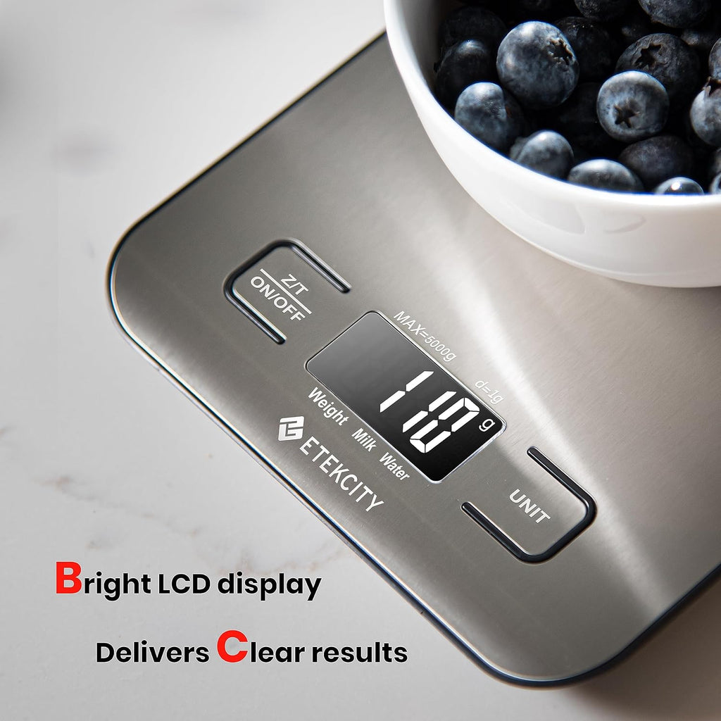 Digital Kitchen Scale – Stainless Steel Food Scale for Baking & Meal Prep