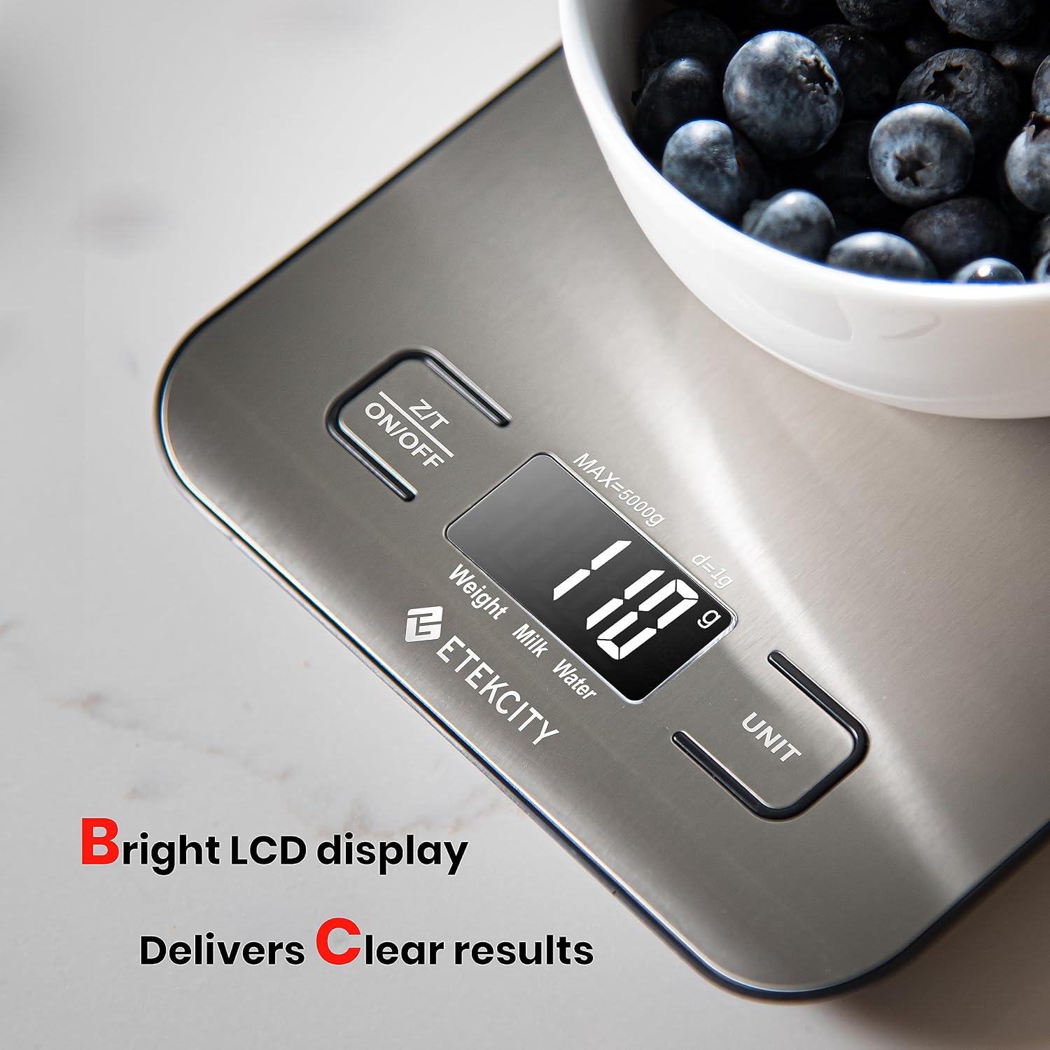 Digital Kitchen Scale – Stainless Steel Food Scale for Baking & Meal Prep