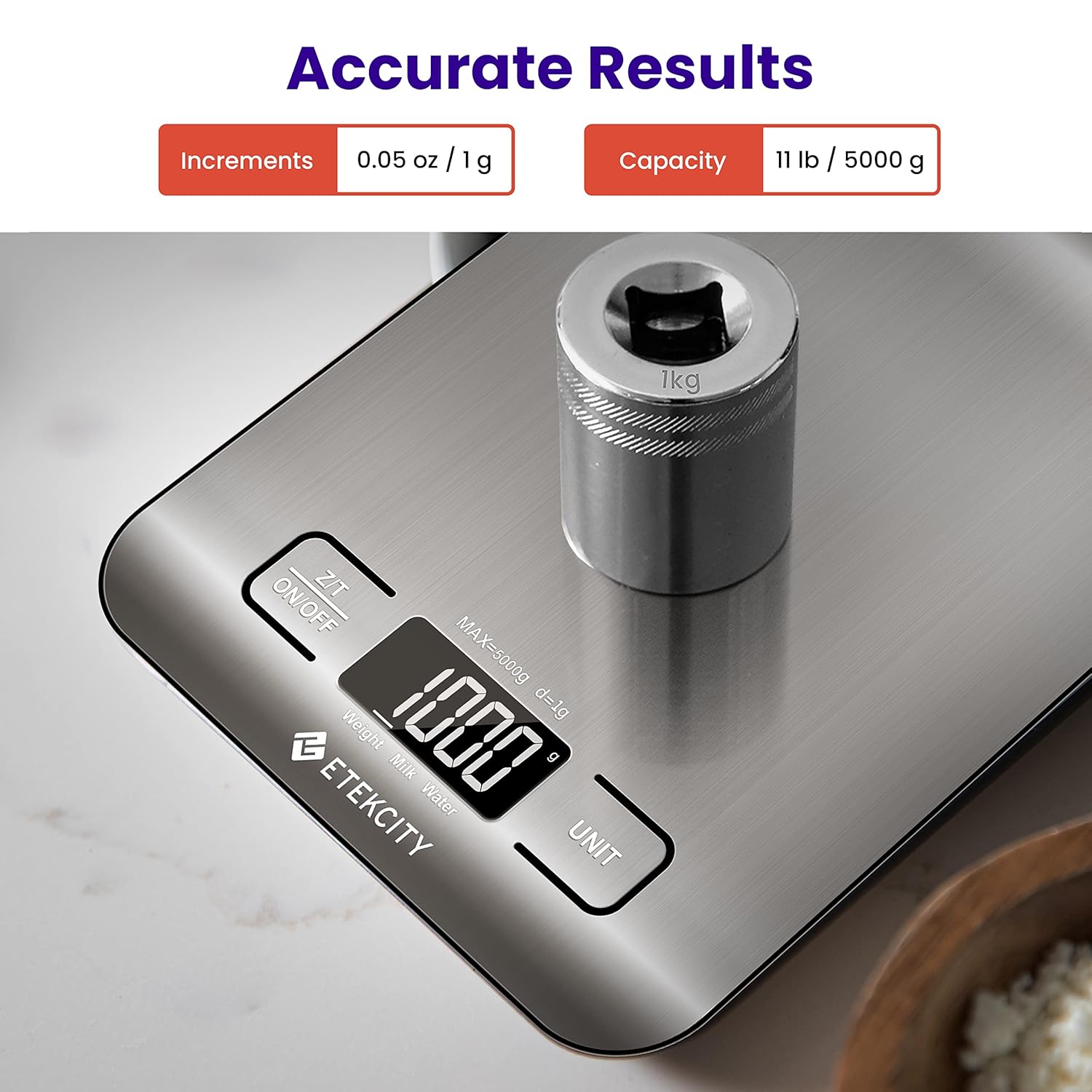 Digital Kitchen Scale – Stainless Steel Food Scale for Baking & Meal Prep