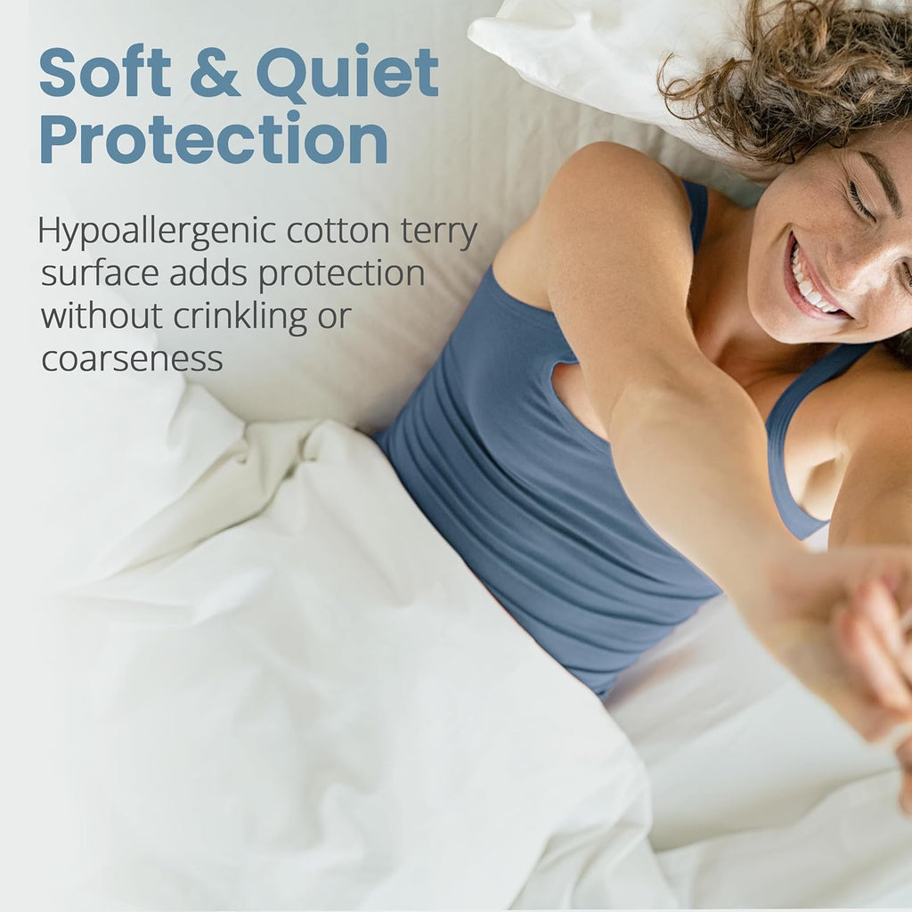 Premium Waterproof Full Mattress Protector – Ultra-Soft Breathable Cotton Blend Cover with Deep Stretch Pockets | Novambience
