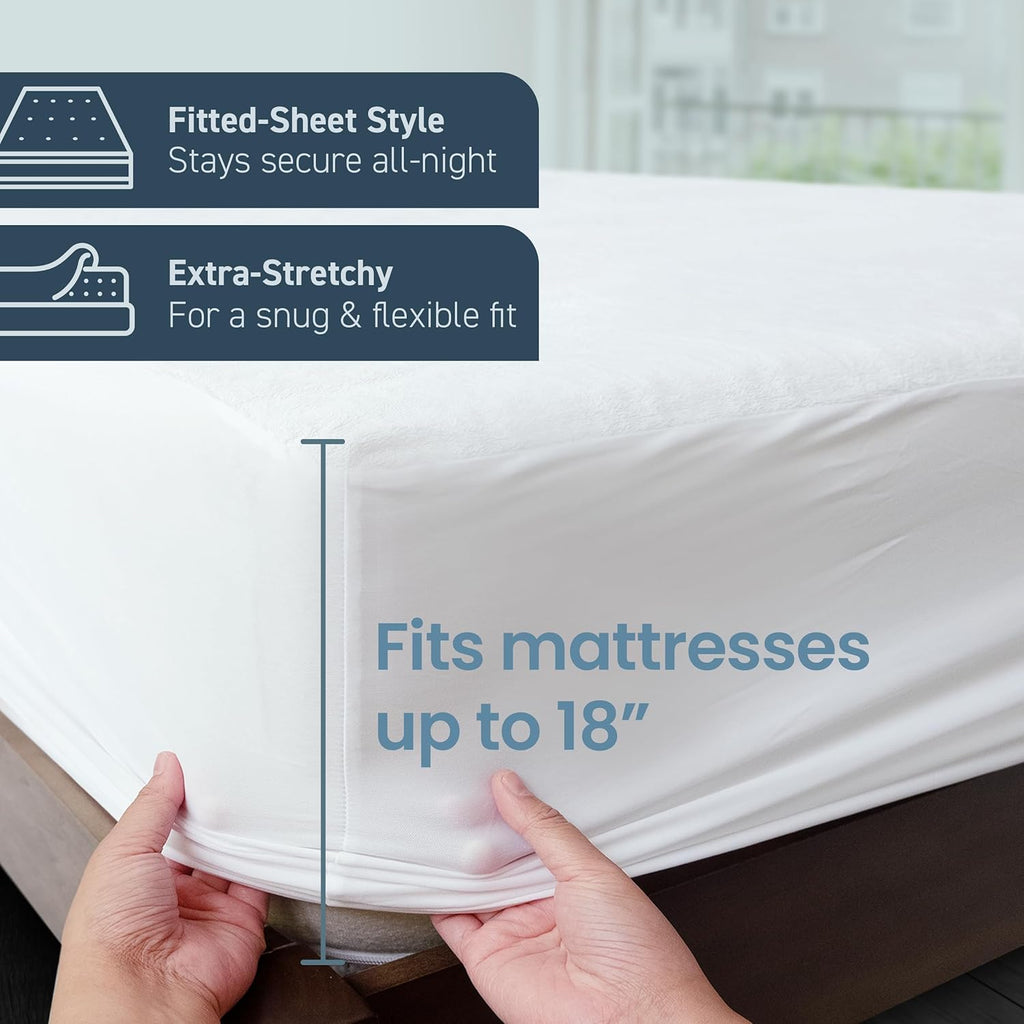 Premium Waterproof Full Mattress Protector – Ultra-Soft Breathable Cotton Blend Cover with Deep Stretch Pockets | Novambience