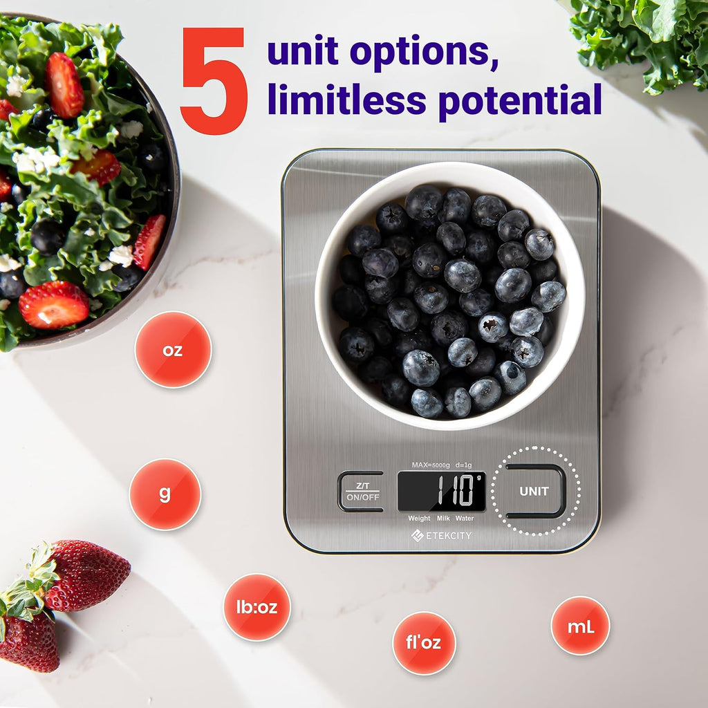 Digital Kitchen Scale – Stainless Steel Food Scale for Baking & Meal Prep