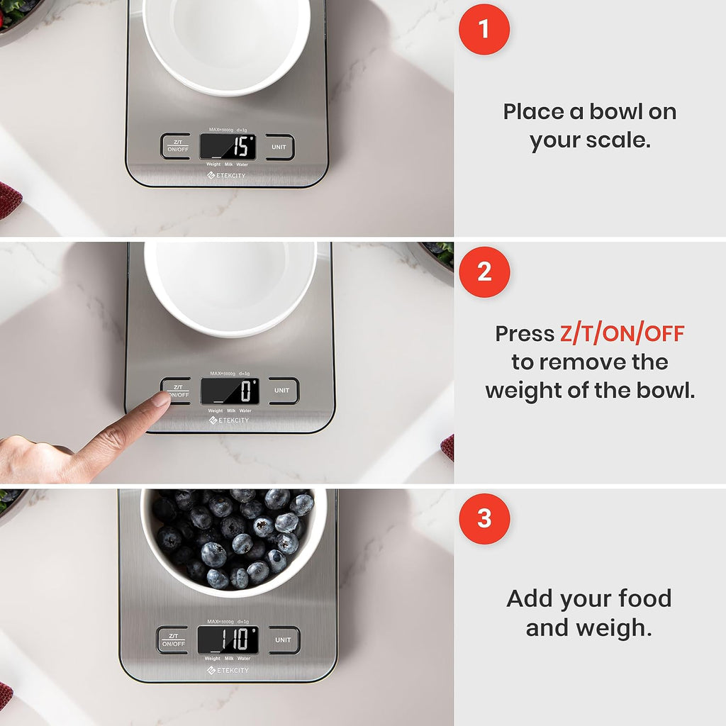 Digital Kitchen Scale – Stainless Steel Food Scale for Baking & Meal Prep