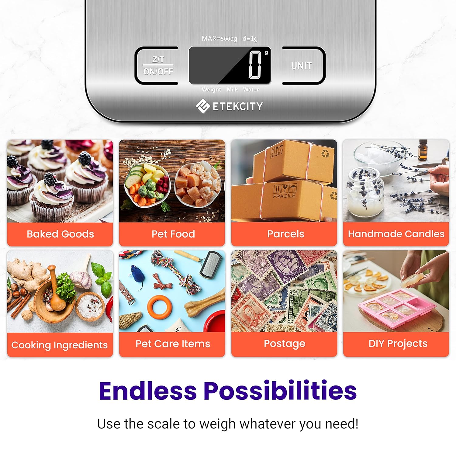 Digital Kitchen Scale – Stainless Steel Food Scale for Baking & Meal Prep