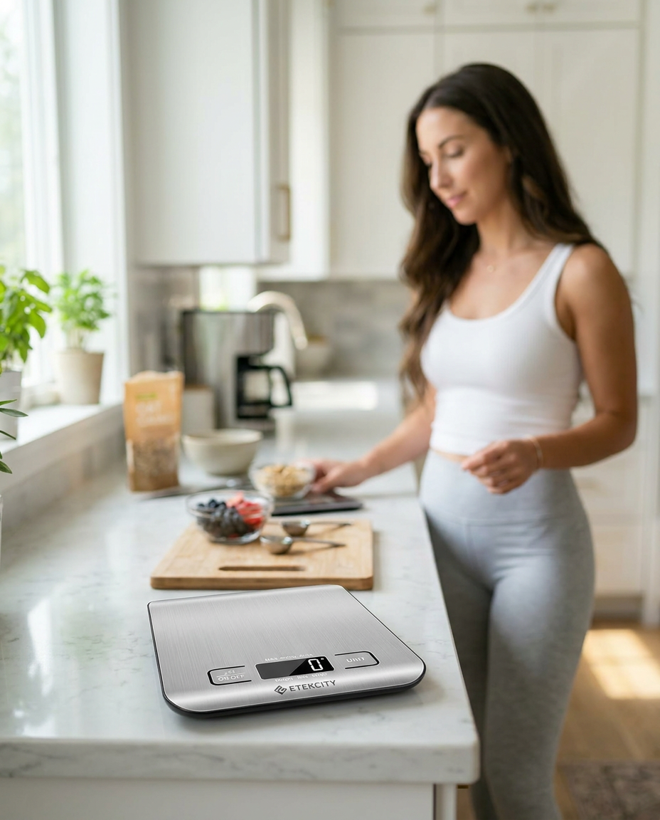 Digital Kitchen Scale – Stainless Steel Food Scale for Baking & Meal Prep
