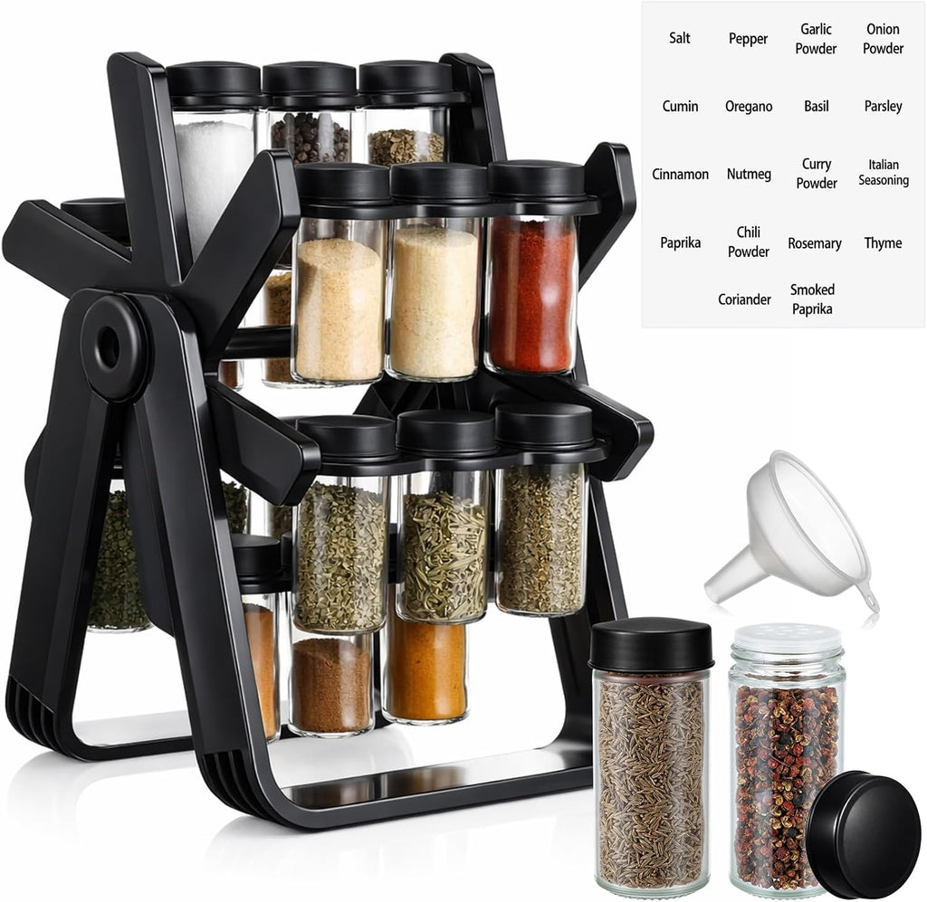 Ferris Wheel Rotating Spice Rack – Modern 18-Jar Revolving Seasoning Organizer Set