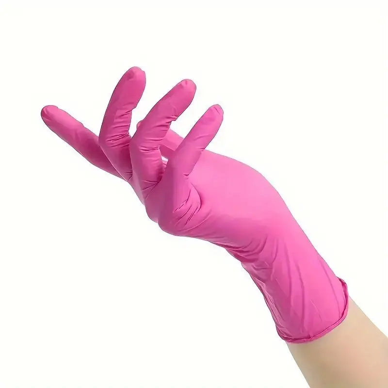 20/50/100Pcs Durable Rose Red Nitrile Dishwashing Gloves, Non-Medical Grade, Latex-Free, Suitable for Permanent Makeup, Nail and Hair Services, Painting, Odor-Free Household Bathroom Cleaning Gloves, Multi Purpose Glove