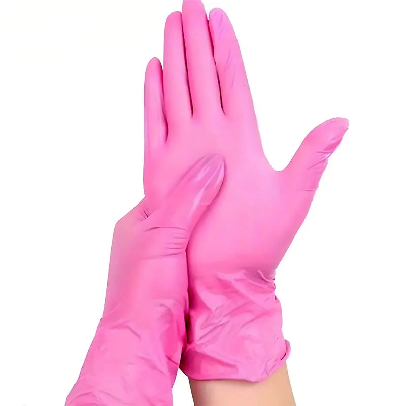 20/50/100Pcs Durable Rose Red Nitrile Dishwashing Gloves, Non-Medical Grade, Latex-Free, Suitable for Permanent Makeup, Nail and Hair Services, Painting, Odor-Free Household Bathroom Cleaning Gloves, Multi Purpose Glove